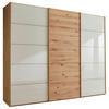 SCHWEBETÜRENSCHRANK 250/217/67 cm 3-türig Champagner, Eiche Bianco  - Eiche Bianco/Champagner, Natur, Glas/Holz (250/217/67cm) - Linea Natura