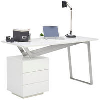 PISALNA MIZA kovina, leseni material bela, barve nerjavečega jekla, bela, visoki sijaj  - barve nerjavečega jekla/bela, Design, kovina/leseni material (140/60/76cm) - Novel