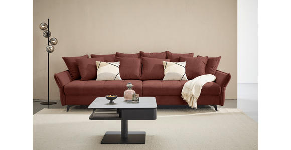 BIGSOFA  in Webstoff Dunkelrot  - Schwarz/Dunkelrot, KONVENTIONELL, Textil/Metall (282/94/127cm) - Ambia Home