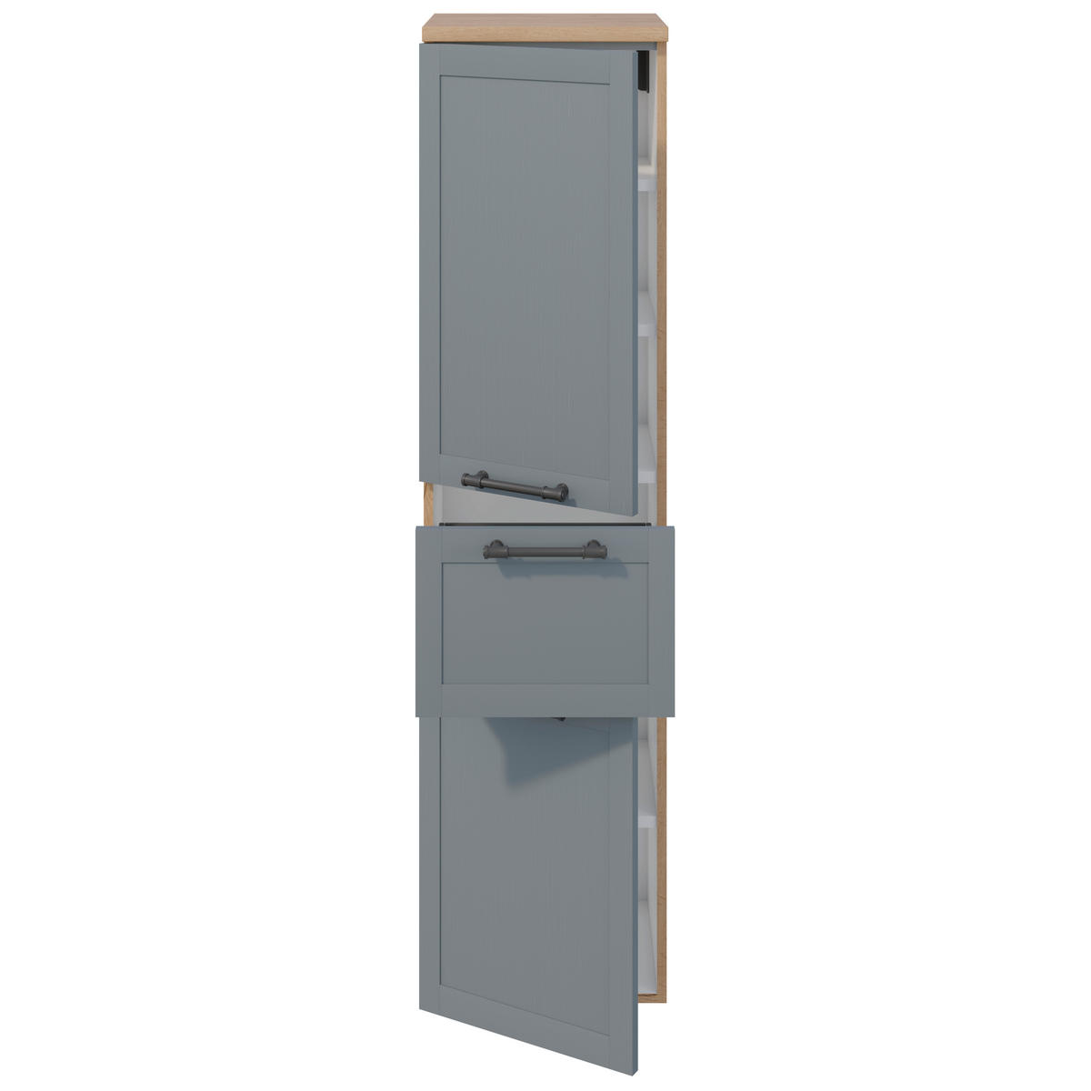 MIDISCHRANK 40/122,5/38 cm  - Edelstahlfarben/Eichefarben, MODERN, Holzwerkstoff/Metall (40/122,5/38cm) - Celina Home