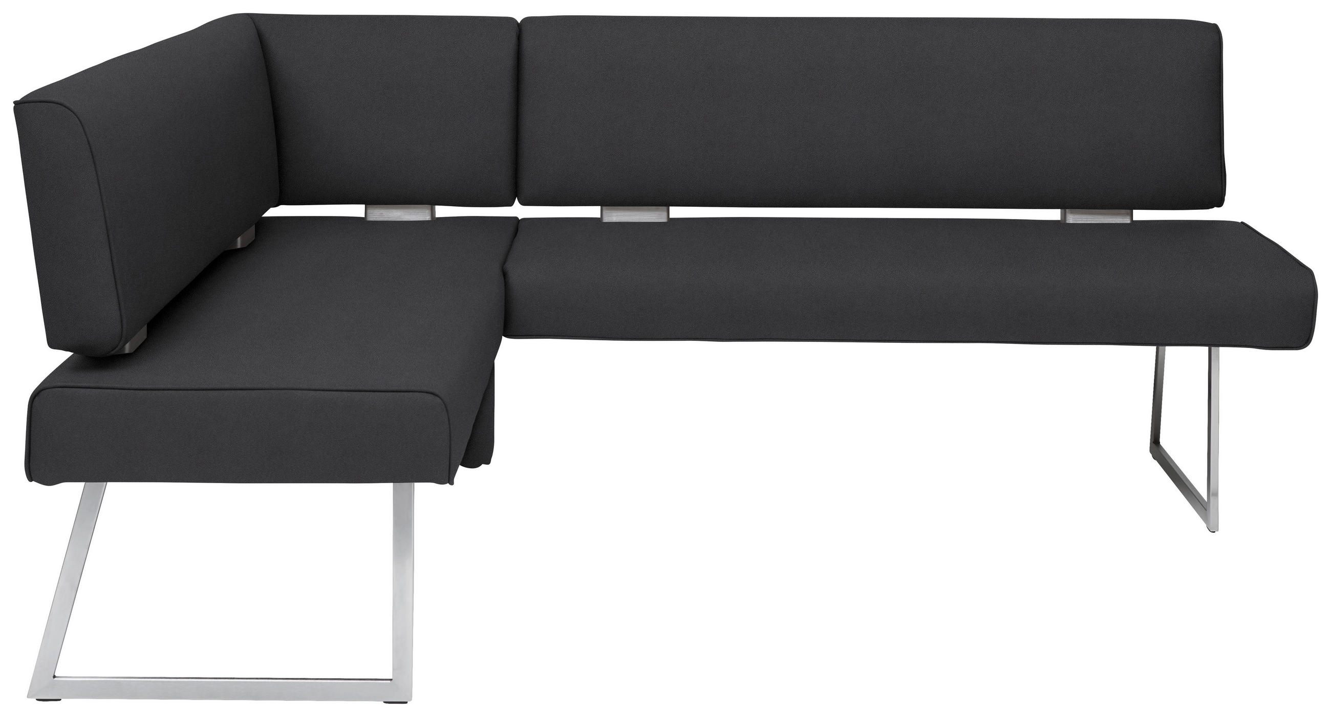 ECKBANK in Metall, Textil Schwarz, Edelstahlfarben  - Edelstahlfarben/Schwarz, Design, Textil/Metall (137/231cm) - Dieter Knoll