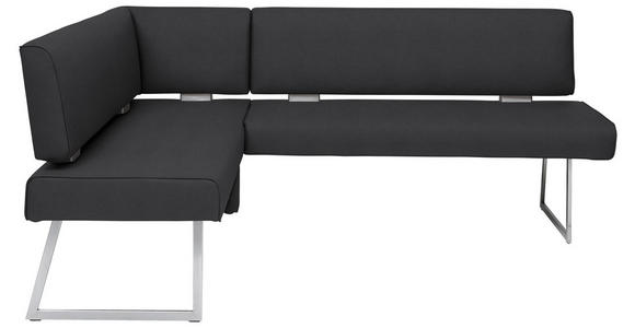 ECKBANK 137/219 cm  in Schwarz, Edelstahlfarben  - Edelstahlfarben/Schwarz, Design, Textil/Metall (137/219cm) - Dieter Knoll