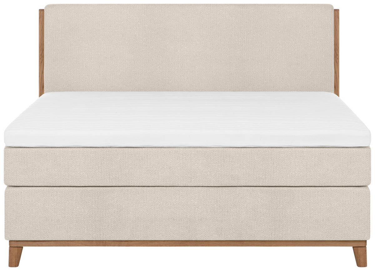 BOXSPRINGBETT 180/200 cm  in Creme  - Eichefarben/Creme, KONVENTIONELL, Holz/Textil (180/200cm) - Welnova