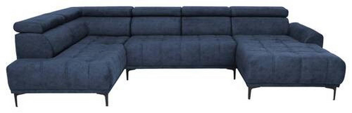 WOHNLANDSCHAFT in Velours Dunkelblau  - Schwarz/Dunkelblau, Design, Textil/Metall (191/340/172cm) - Stylife