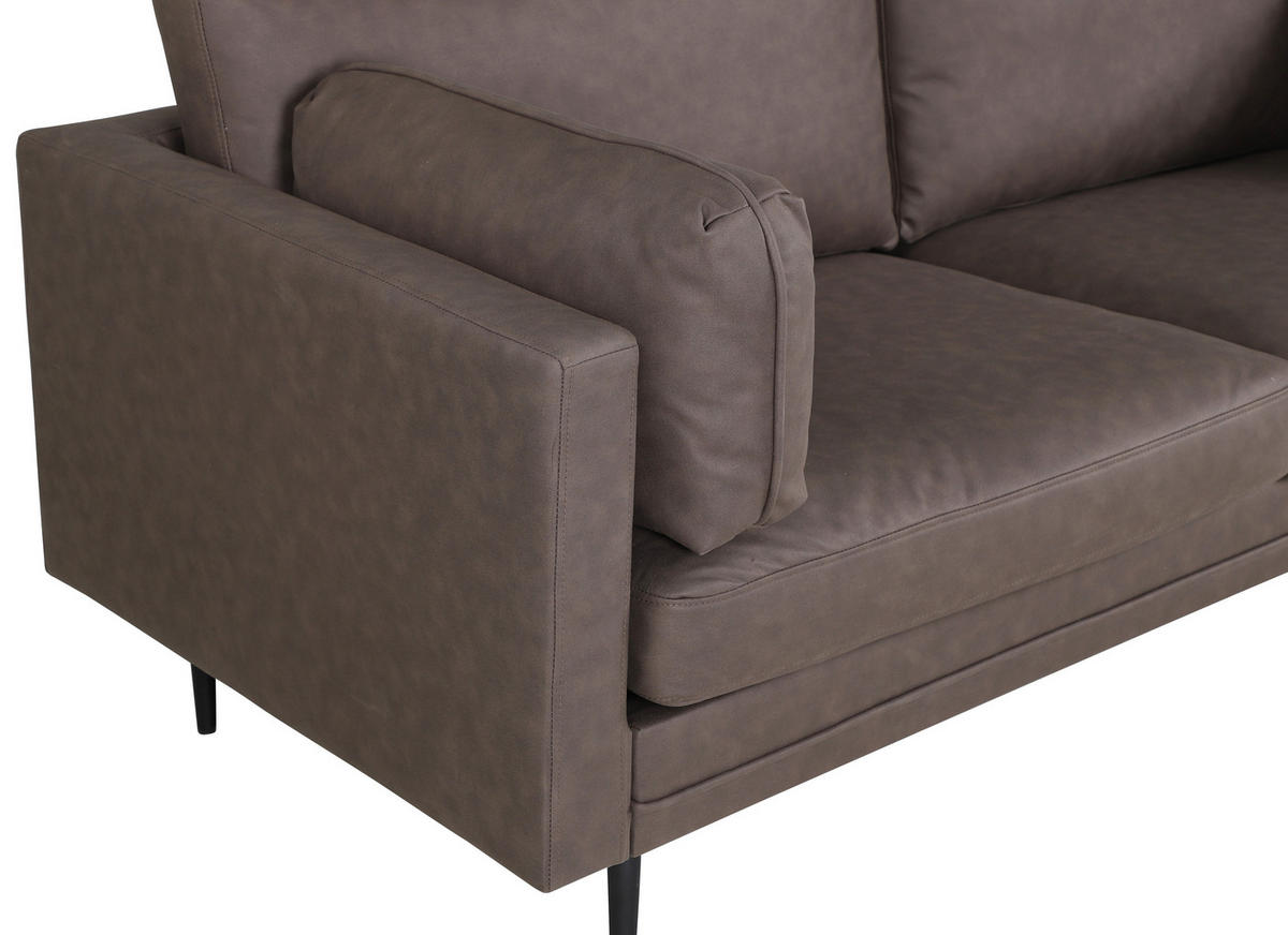 2-SITS SOFFA i metall, textil brun, svart  - brun/svart, Design, metall/textil (203/84/90cm) - Livetastic