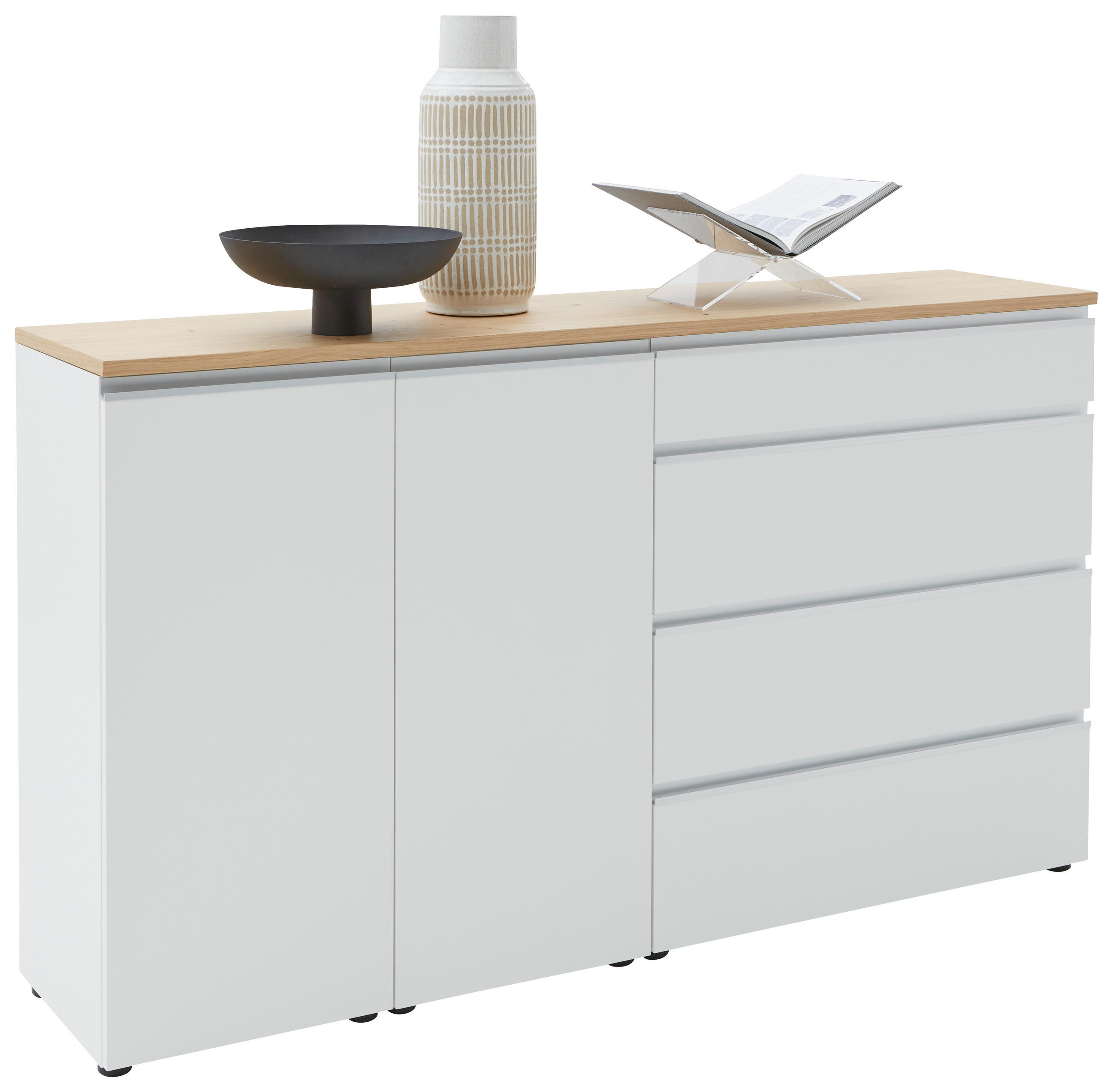 SIDEBOARD 180/102/41 cm  in Weiß  - Eichefarben/Silberfarben, Design, Holz/Holzwerkstoff (180/102/41cm) - Dieter Knoll