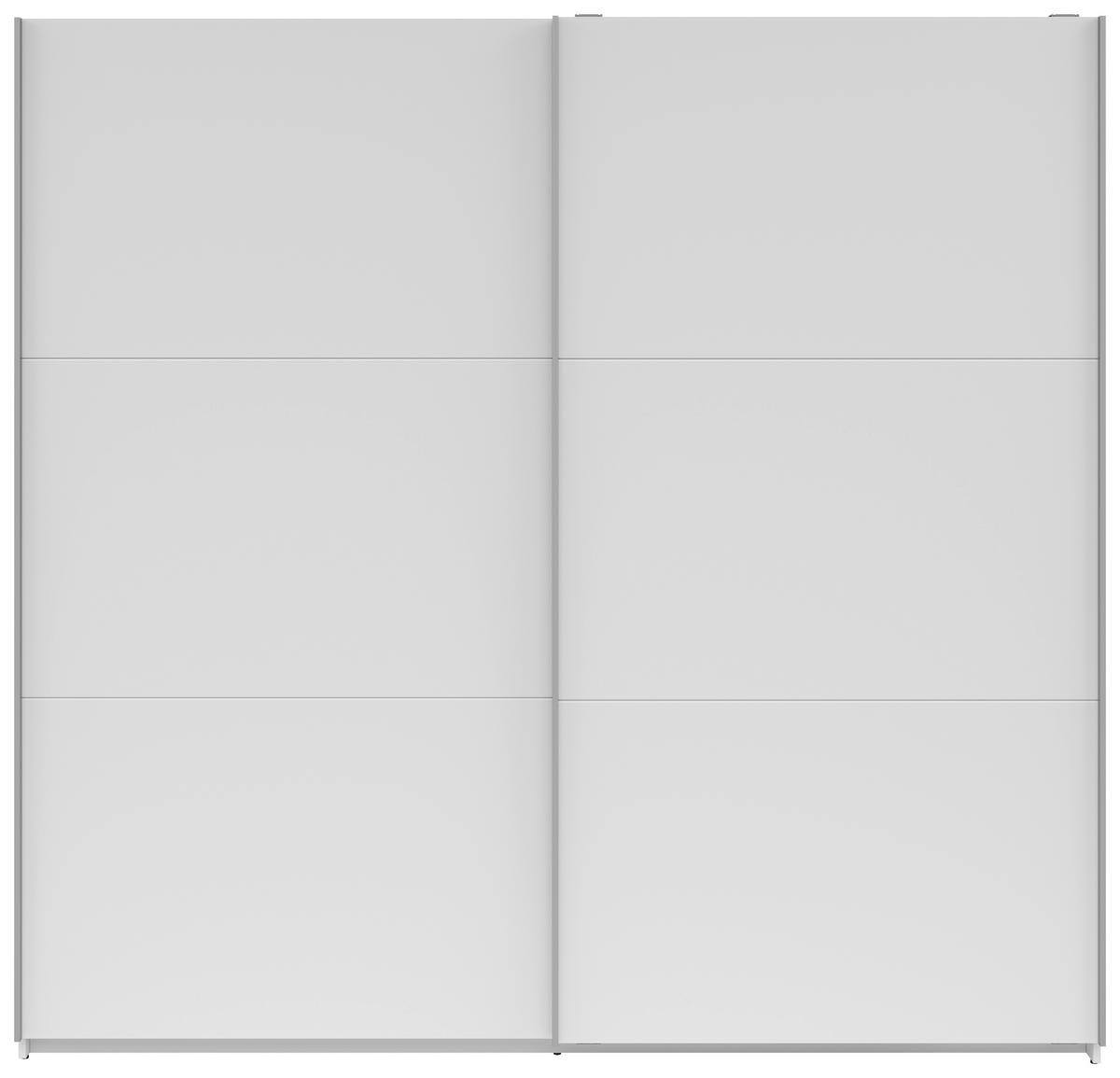 SCHWEBETÜRENSCHRANK 218/210/59 cm 2-türig Weiß  - Silberfarben/Weiß, KONVENTIONELL, Holzwerkstoff/Metall (218/210/59cm)
