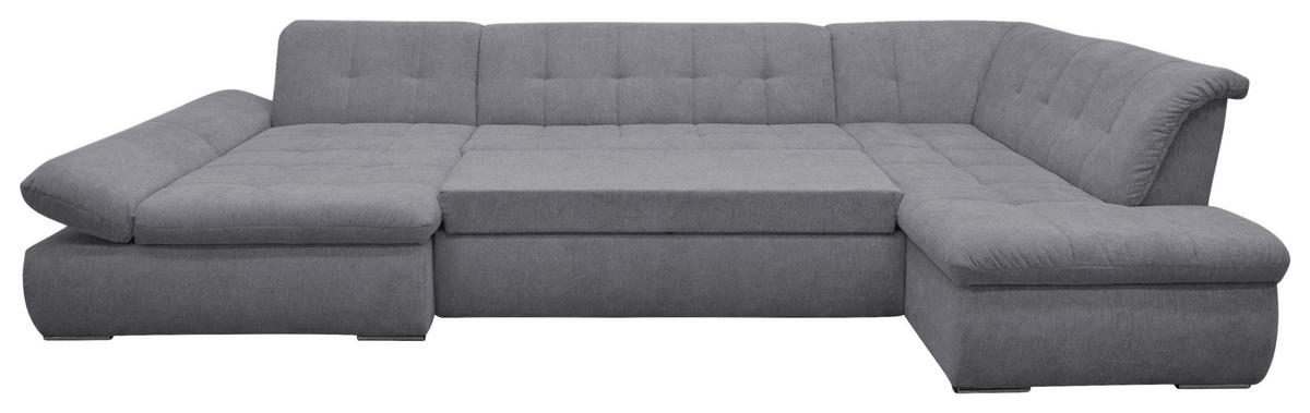 WOHNLANDSCHAFT Dunkelgrau Mikrofaser  - Chromfarben/Dunkelgrau, KONVENTIONELL, Textil/Metall (172/353/216cm) - MID.YOU