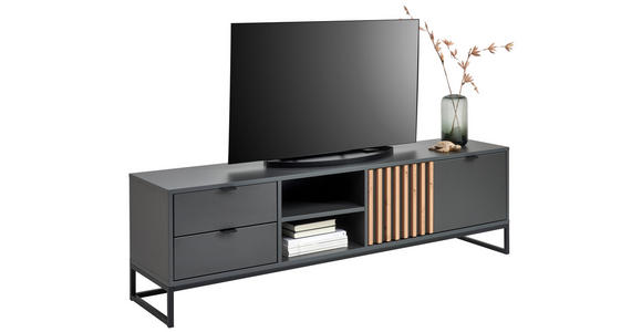 LOWBOARD  in 177,1/52,6/40 cm  - Schwarz/Graphitfarben, MODERN, Holzwerkstoff/Metall (177,1/52,6/40cm) - Voleo