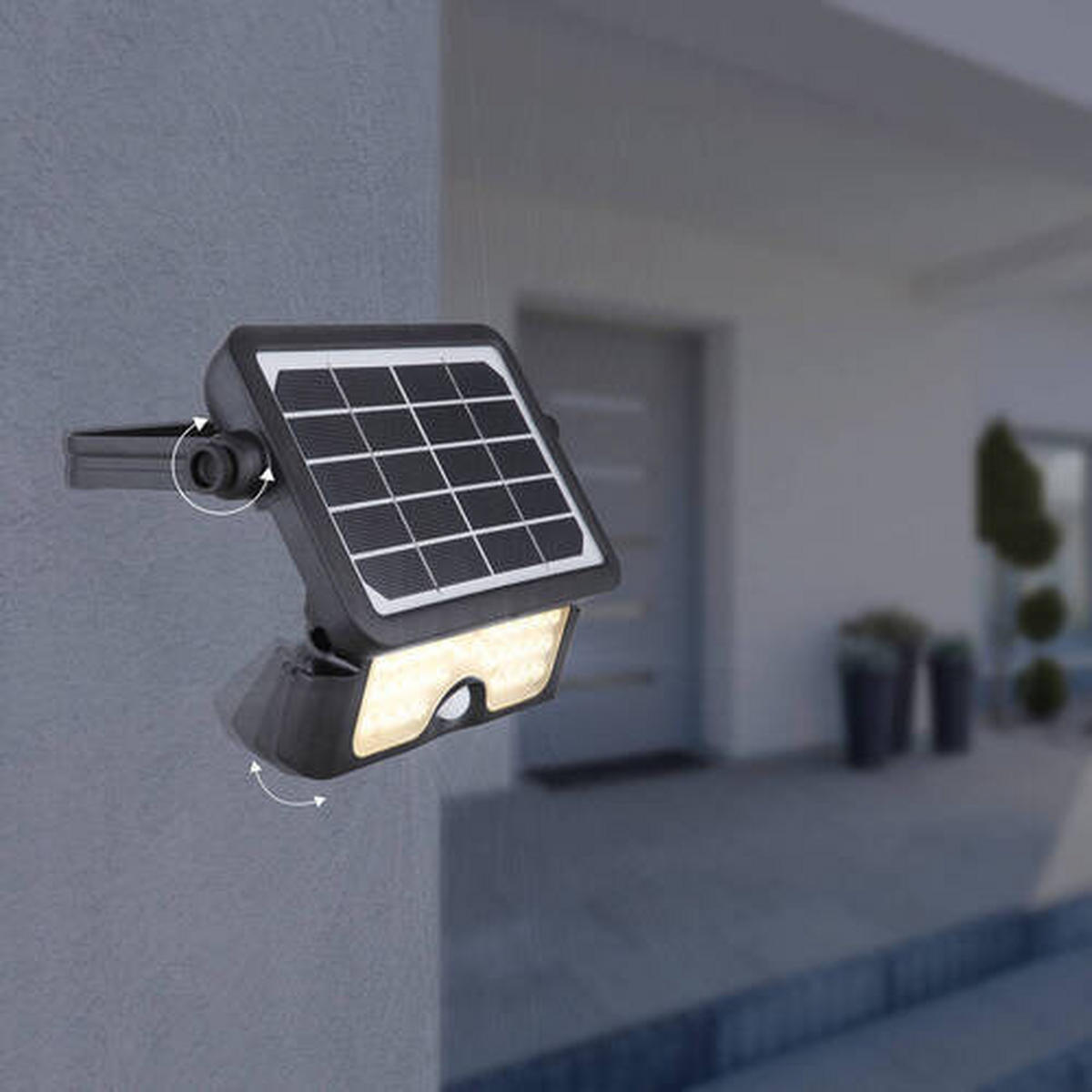 SOLARLEUCHTE 23,2/15/3,4 cm   - Schwarz, Basics, Kunststoff (23,2/15/3,4cm) - Globo