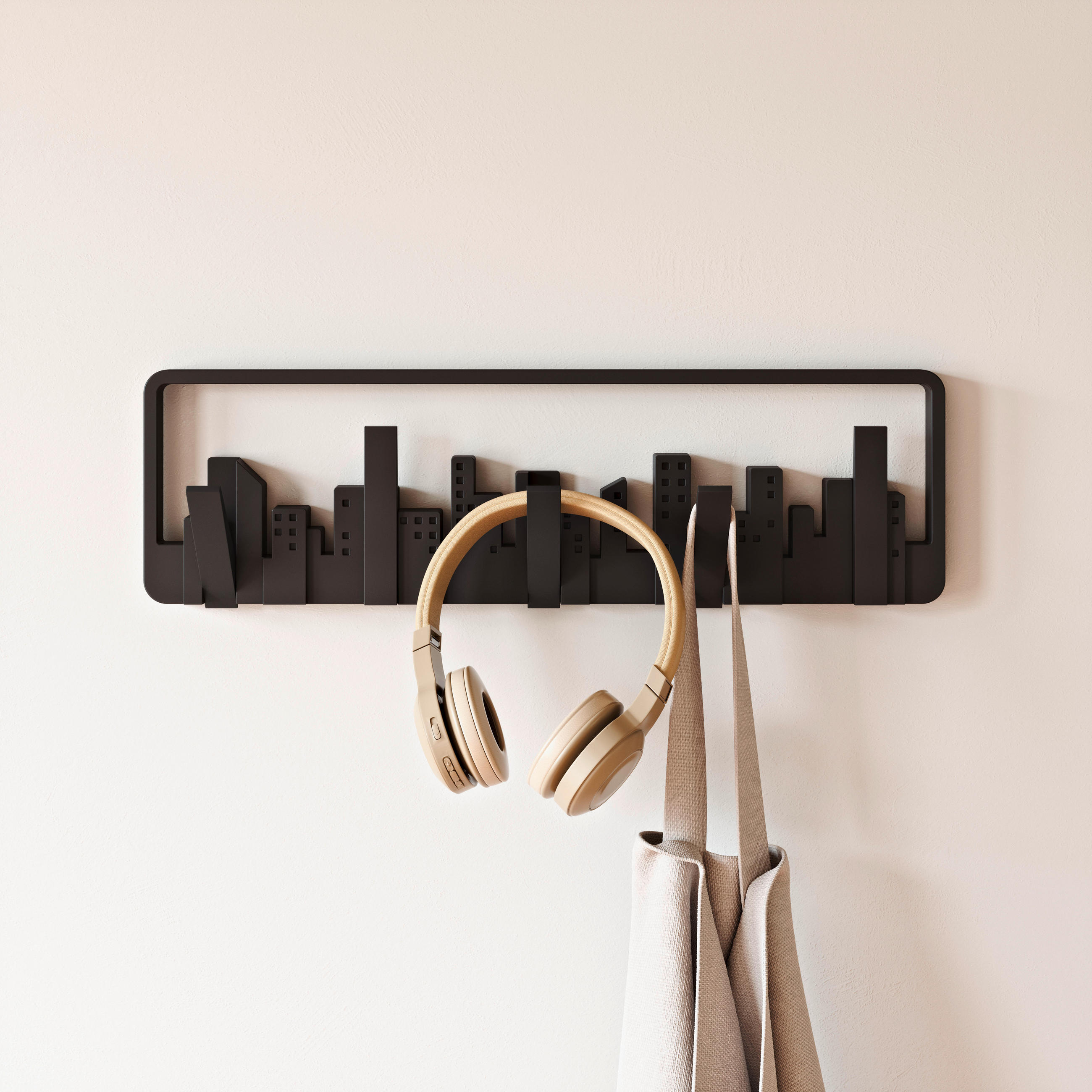 WANDGARDEROBE  in Schwarz  - Schwarz, Basics, Kunststoff (50/15/3cm) - Umbra