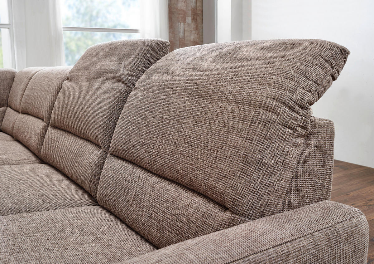 WOHNLANDSCHAFT Cappuccino Flachgewebe  - Eichefarben/Cappuccino, KONVENTIONELL, Holz/Textil (225/335/165cm) - Cantus