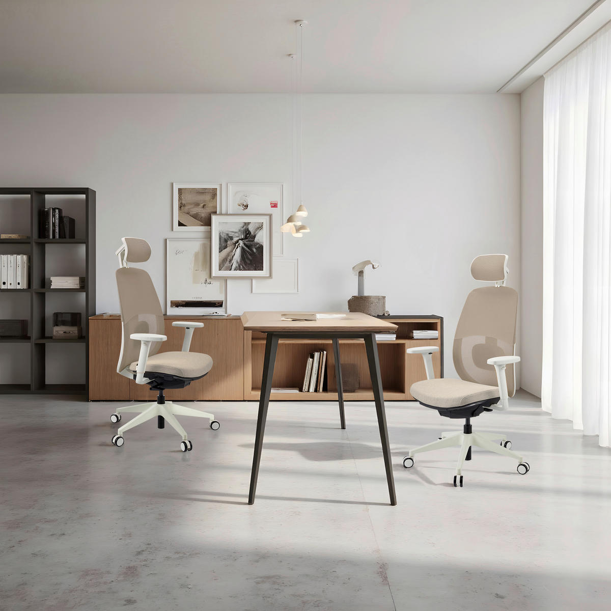 DREHSTUHL Flachgewebe Weiß, Beige  - Beige/Weiß, MODERN, Kunststoff/Textil (71/131/66cm) - MID.YOU