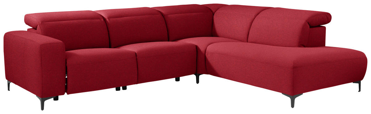 ECKSOFA Rot Flachgewebe  - Rot/Schwarz, Design, Textil/Metall (290/238cm) - Pure Home Lifestyle