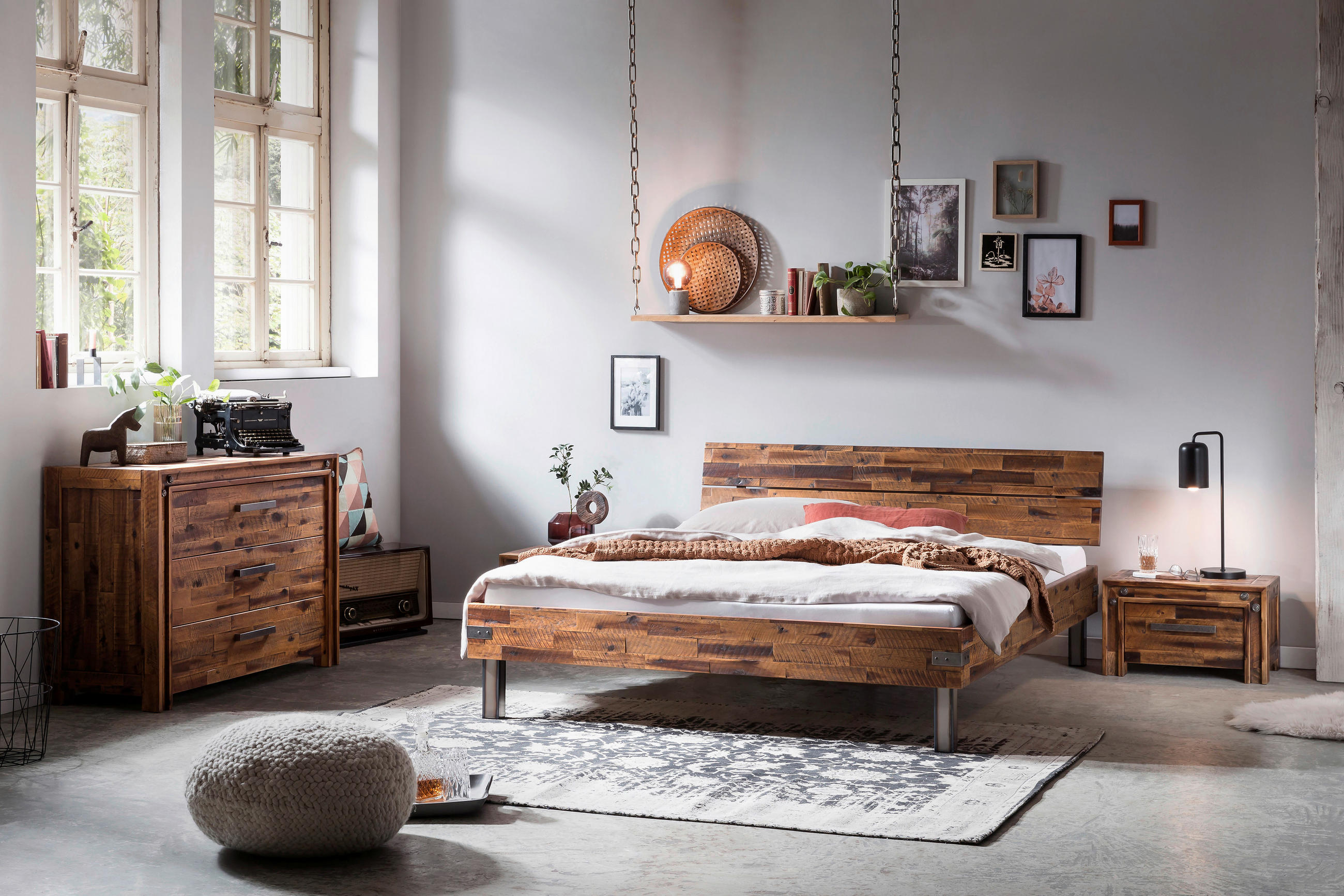 BETT 100/200 cm  in Braun, Akaziefarben  - Braun/Akaziefarben, MODERN, Holz/Metall (100/200cm) - Hasena