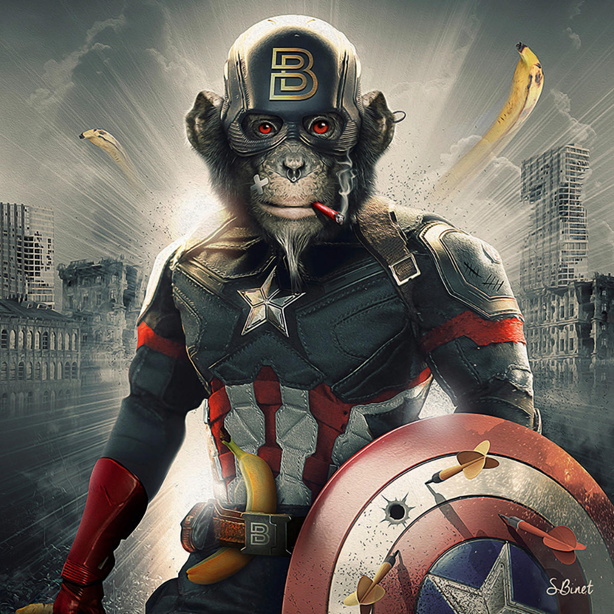 KUNSTDRUCK 14/14 cm  - Blau/Weiss, Basics, Papier (14/14cm) - Monee