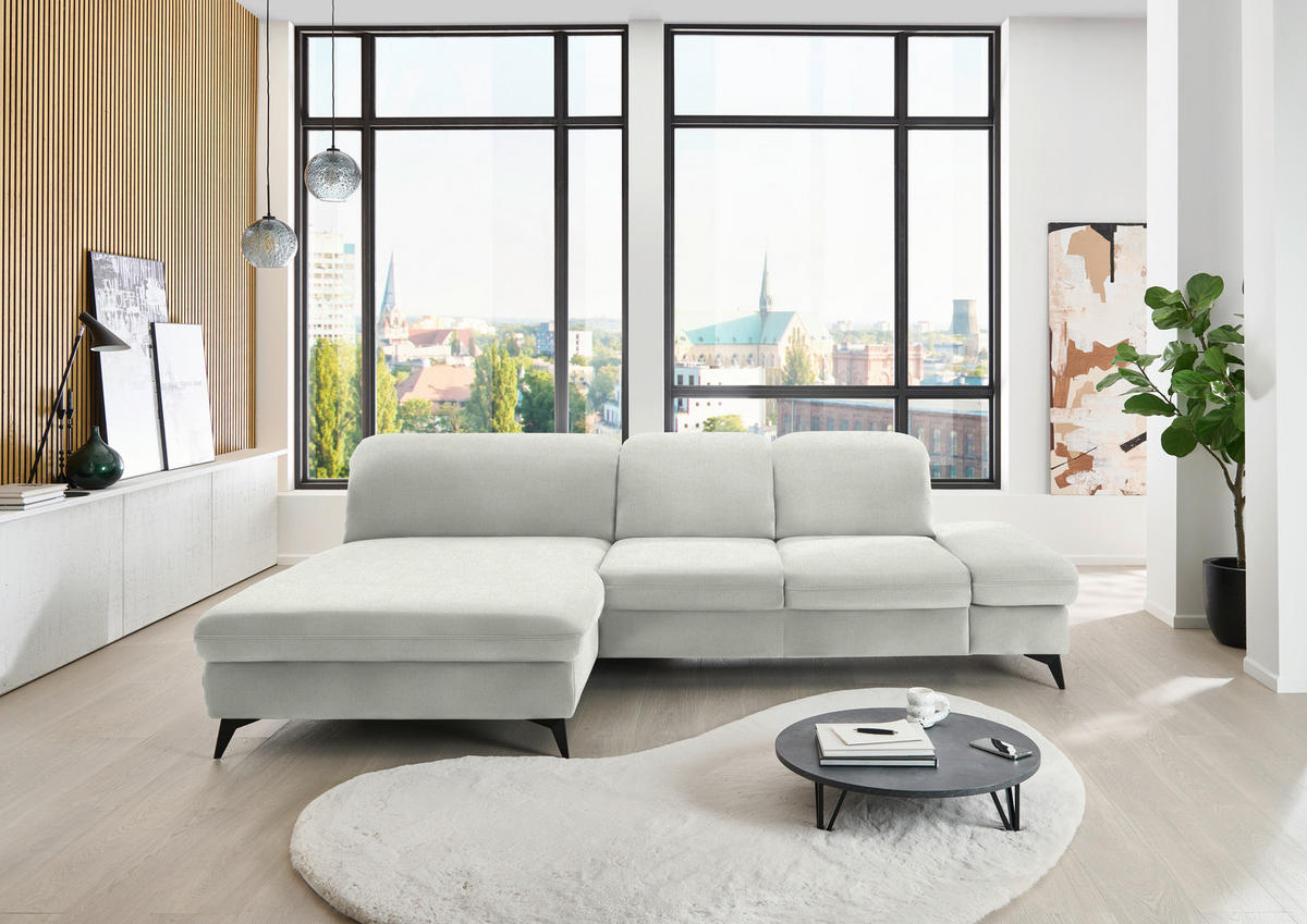 ECKSOFA  in Chenille Naturfarben  198/288 cm  - Schwarz/Naturfarben, Design, Textil/Metall (198/288cm) - Beldomo Style