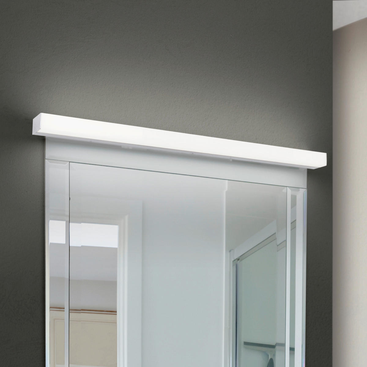 SPIEGELLEUCHTE Horizon   - Chromfarben/Weiß, KONVENTIONELL, Kunststoff/Metall (90/4/5,8cm)