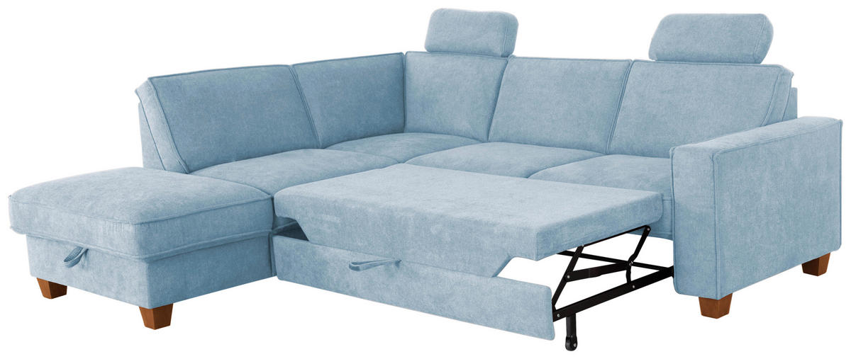 ECKSOFA in Flachgewebe Hellblau  - Eichefarben/Hellblau, Konventionell, Holz/Textil (213/236cm) - Sit & More