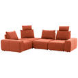 ECKSOFA in Velours Terracotta  - Terracotta/Schwarz, Design, Kunststoff/Textil (236/326cm) - Xora