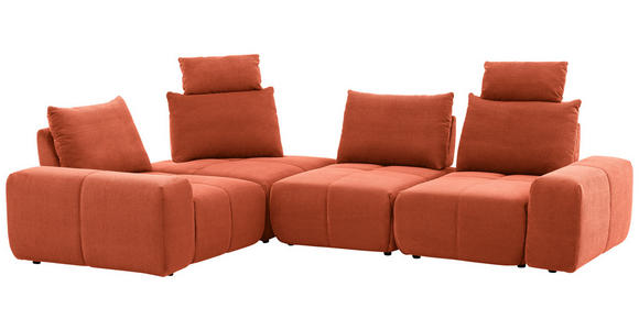 ECKSOFA in Velours Terracotta 236/326 cm - Terracotta/Schwarz, Design, Kunststoff/Textil (236/326cm) - Xora