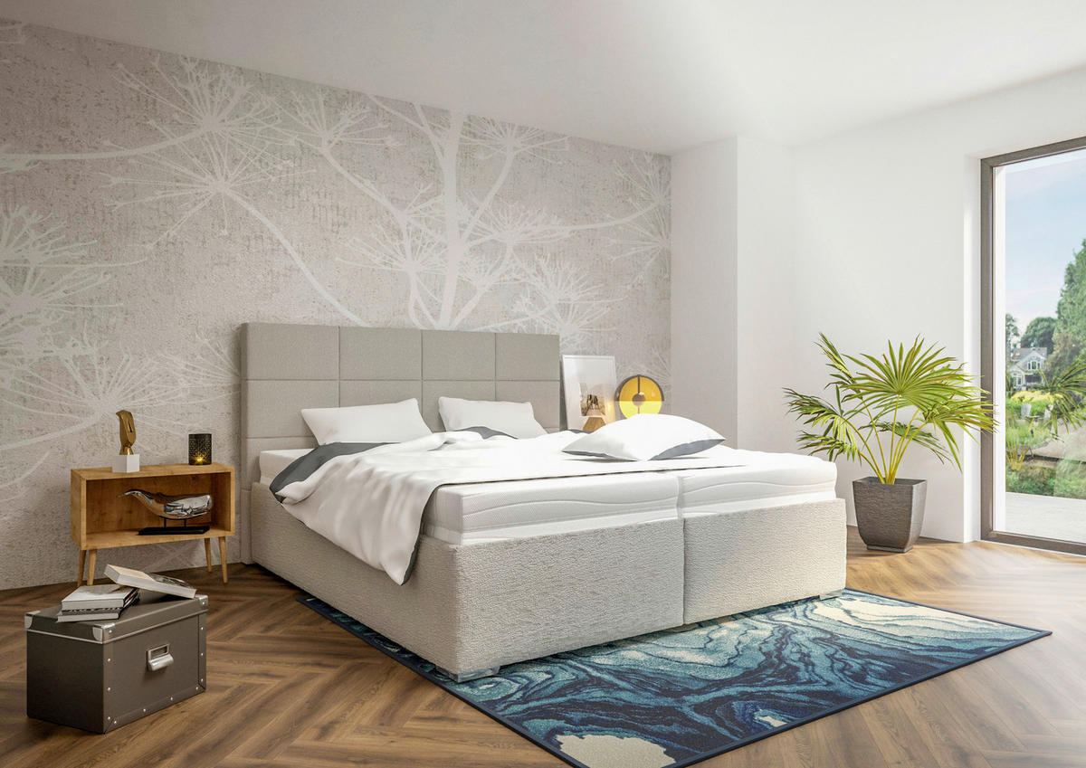 ČALÚNENÁ POSTEĽ, 180/200 cm, sivá - sivá/chrómová, Basics, drevo/textil (180/200cm) - Blanar