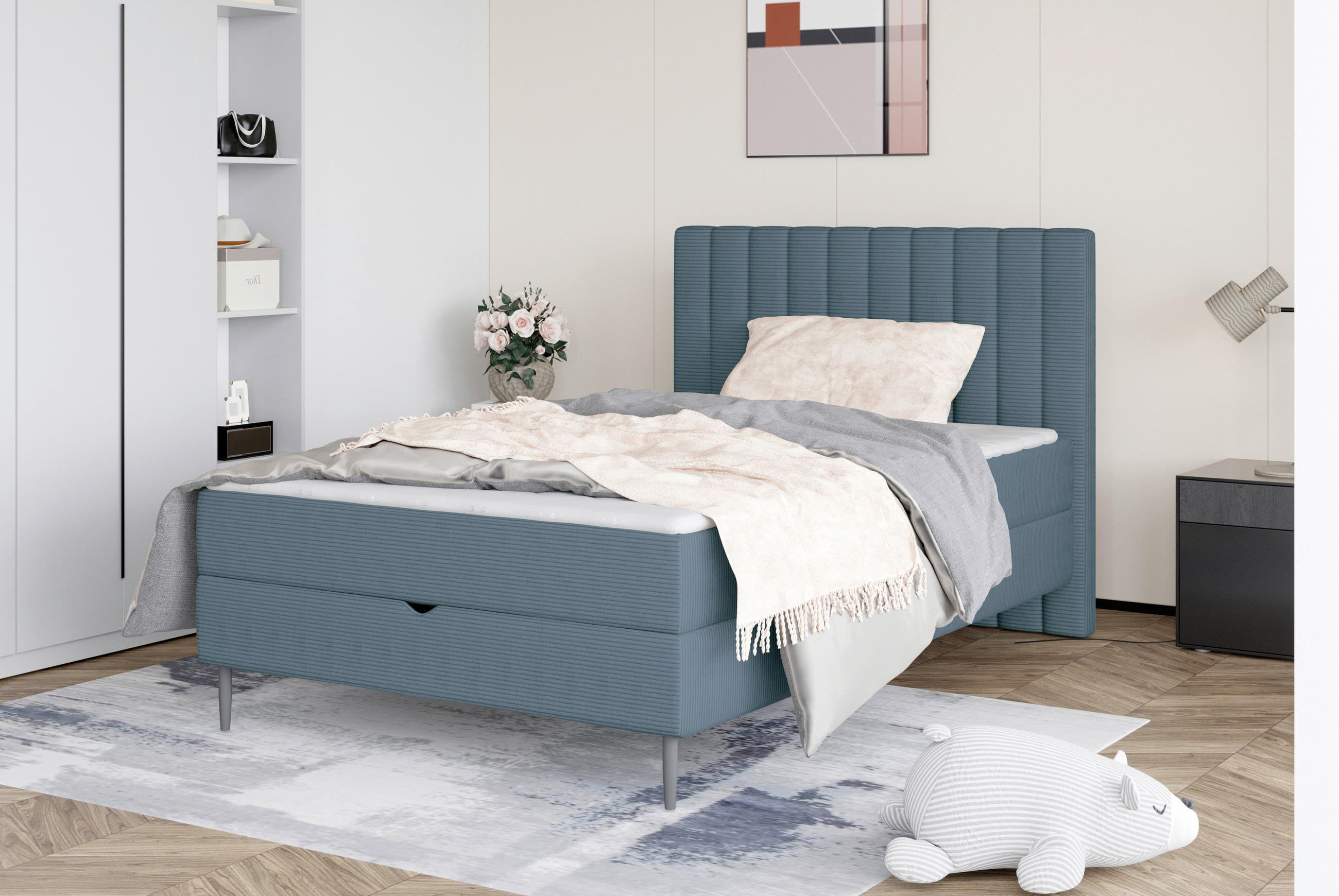 BOXBETT 120/200 cm  in Blau  - Blau/Schwarz, Design, Holz/Holzwerkstoff (120/200cm) - Stylife