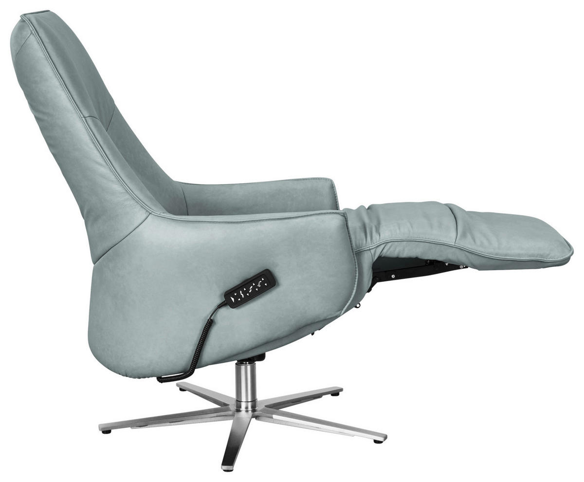 RELAXSESSEL in Leder Hellblau  - Edelstahlfarben/Hellblau, Design, Leder/Metall (70/120/88cm) - Himolla Komfortklass