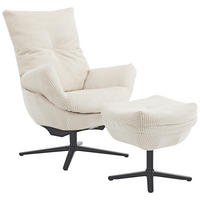 RELAXSESSELSET Cord Relaxfunktion, Hocker    - Beige/Schwarz, Design, Textil/Metall (77/100/78cm) - Carryhome