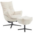 RELAXSESSELSET Cord Relaxfunktion, Hocker    - Beige/Schwarz, Design, Textil/Metall (77/100/78cm) - Carryhome