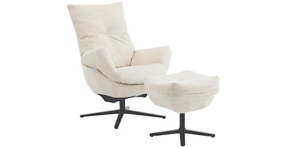 RELAXSESSELSET Cord Relaxfunktion, Hocker    - Beige/Schwarz, Design, Textil/Metall (77/100/78cm) - Carryhome