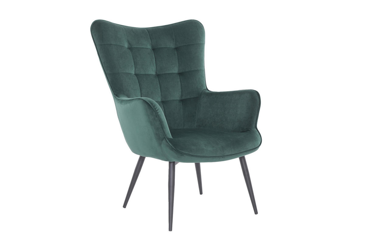 SESSELSET UTA Samt    - Dunkelgrün/Schwarz, Basics, Textil/Metall (72-60/97-39/80-41cm) - MID.YOU