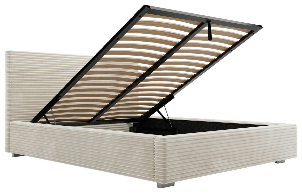 POLSTERBETT Lattenrost, Bettkasten 180/200 cm  in Beige  - Beige/Schwarz, Design, Holz/Kunststoff (180/200cm) - Boxxx