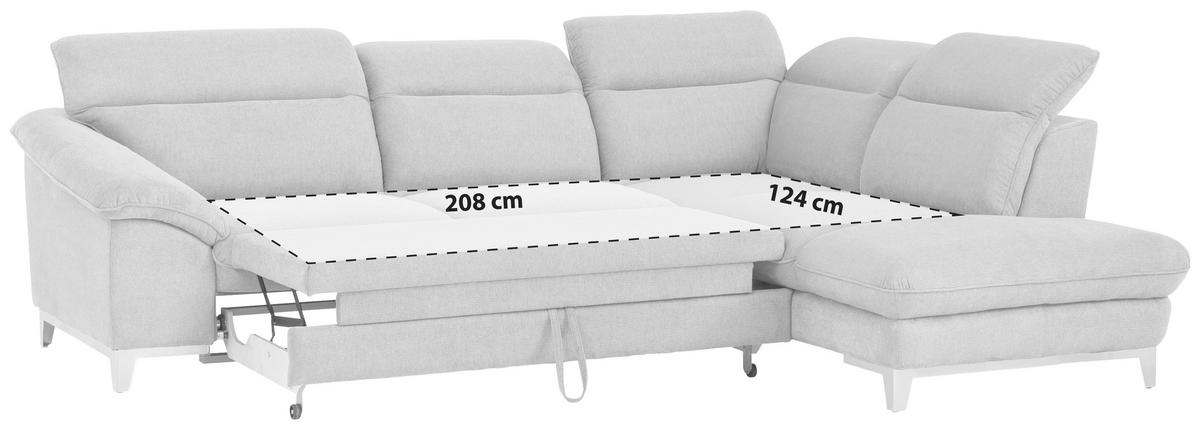ECKSOFA in Chenille Hellgrau  - Chromfarben/Hellgrau, Design, Textil/Metall (293/232cm) - Livetastic
