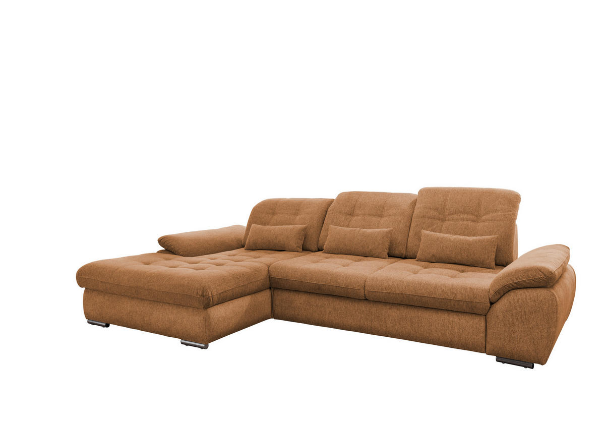 ECKSOFA in Chenille Currygelb  - Chromfarben/Currygelb, Modern, Textil/Metall (184/314cm) - Livetastic