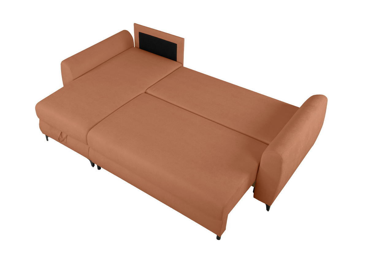 ECKSOFA Moli Rostfarben  - Rostfarben/Schwarz, Design, Textil/Metall (236/148cm) - MID.YOU