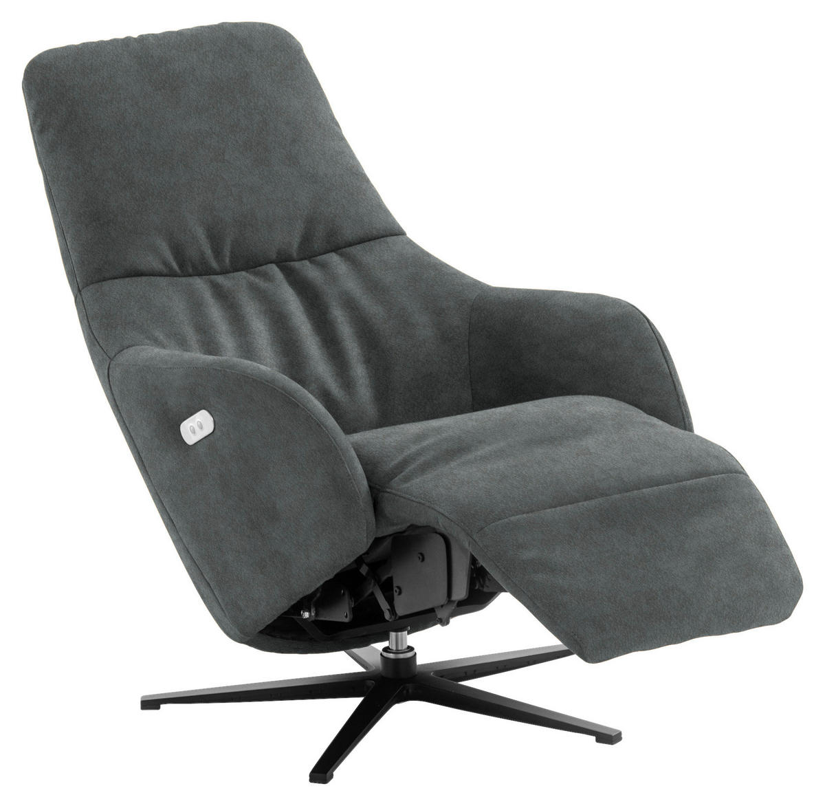 RELAXSESSEL in Textil Grau  - Schwarz/Grau, Design, Textil/Metall (77/108/95cm) - Chilliano