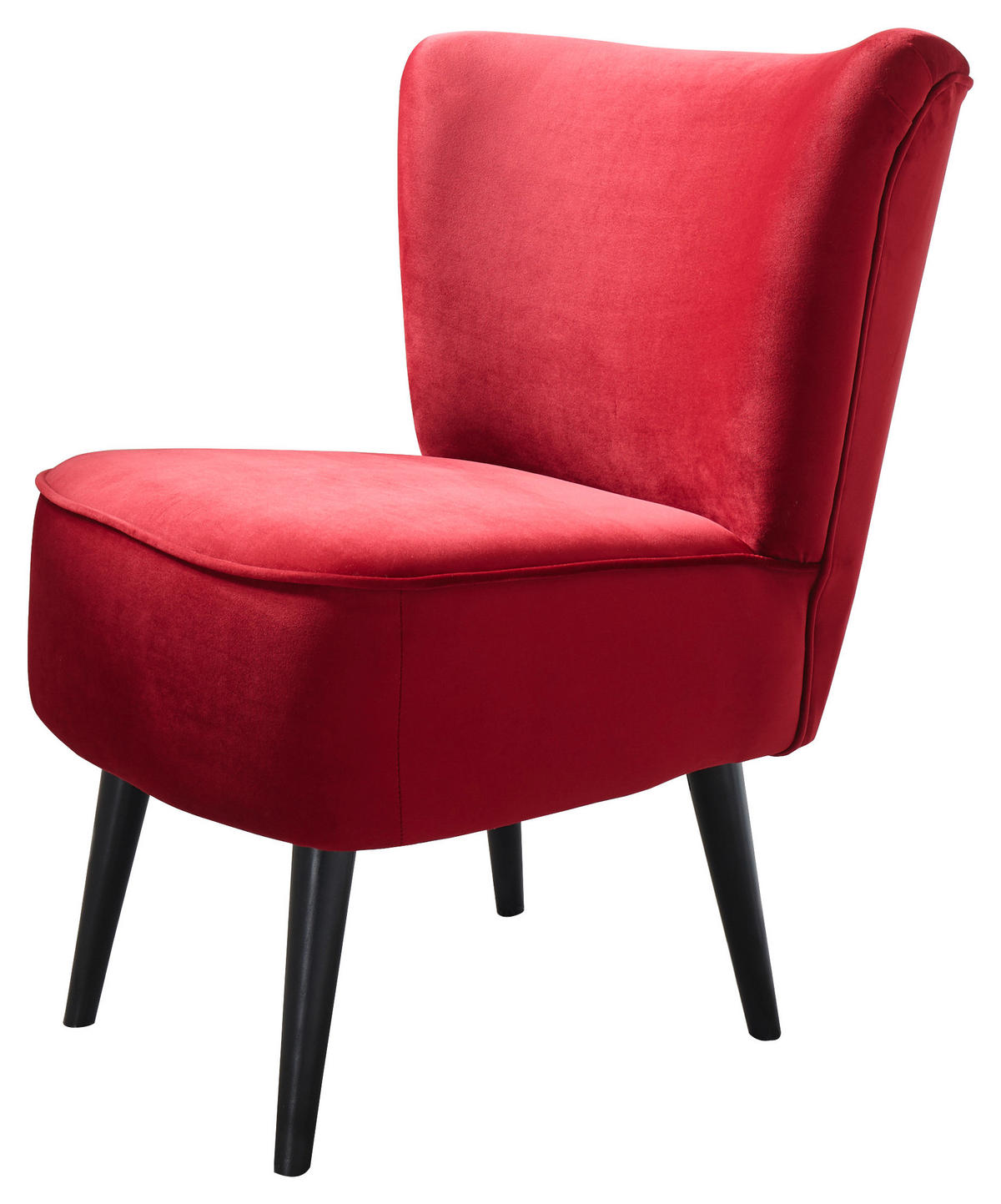 SESSEL Mikrovelours Rot    - Rot/Schwarz, Trend, Holz/Textil (65/89/70cm) - MID.YOU