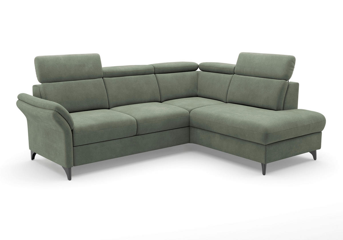 ECKSOFA Flachgewebe Dunkelgrün  - Dunkelgrün/Schwarz, Konventionell, Textil/Metall (247/193cm) - Sit & More