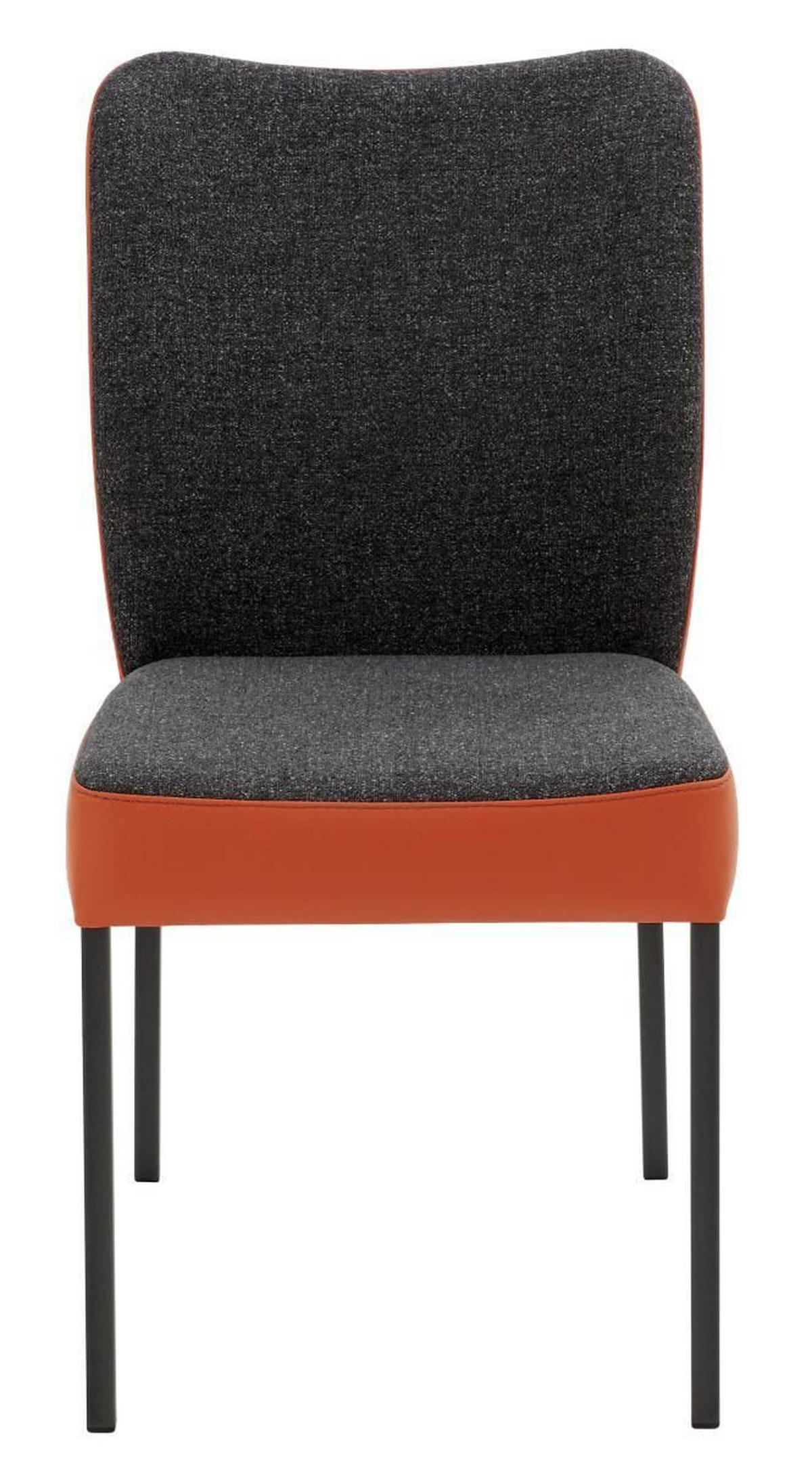 STUHL Webstoff Echtleder Anthrazit, Orange  - Anthrazit/Orange, Design, Leder/Textil (46/89/63cm) - Bert Plantagie