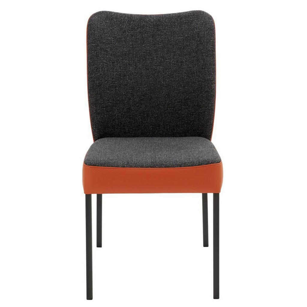 Thumbnail - Bert Plantagie Stuhl, Anthrazit, Orange, Metall, Textil, Leder, Echtleder, Rindleder, Uni, 46x89x63 cm, Beinauswahl, Led...