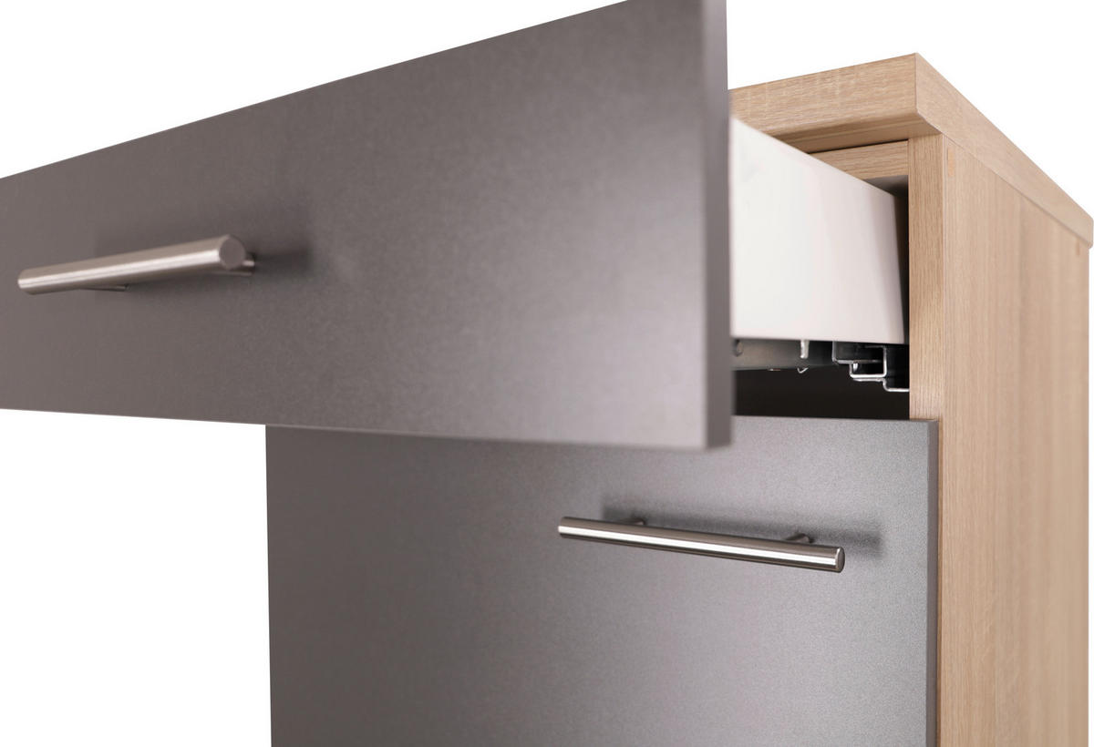 KÜCHENUNTERSCHRANK 50/84,8/60 cm  in Grau, Eichefarben  - Eichefarben/Silberfarben, Basics, Holzwerkstoff/Metall (50/84,8/60cm) - Respekta