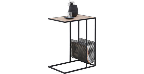 BEISTELLTISCH 48/32/60 cm Schwarz, Eichefarben rechteckig  - Eichefarben/Schwarz, Trend, Holzwerkstoff/Metall (48/32/60cm) - Carryhome