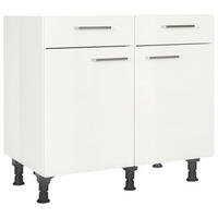 SCHUBKASTENUNTERSCHRANK 90/87/56 cm  in Weiß Hochglanz  - Edelstahlfarben/Weiß Hochglanz, MODERN, Holzwerkstoff/Metall (90/87/56cm) - Nobilia