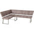 ECKBANK Lederlook Hellgrau - Edelstahlfarben/Hellgrau, Design, Textil/Metall (206/85/165cm) - Carryhome