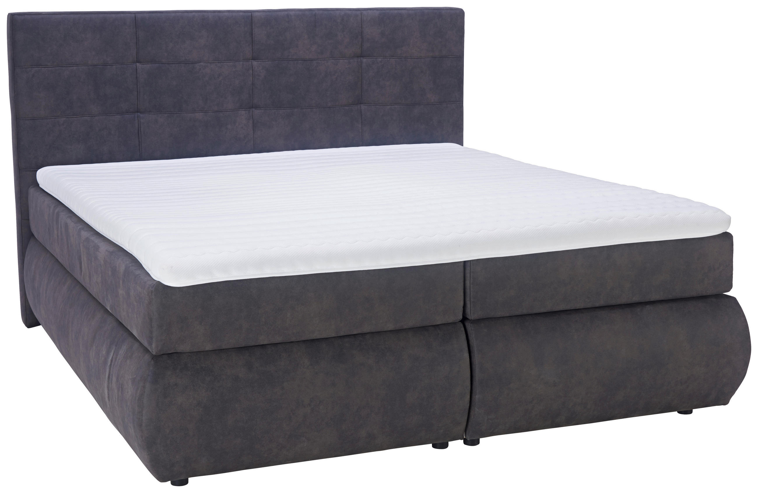 BOXSPRINGBETT 180/200 cm in Dunkelgrau - Dunkelgrau/Schwarz, KONVENTIONELL, Kunststoff/Textil (180/200cm) - Voleo