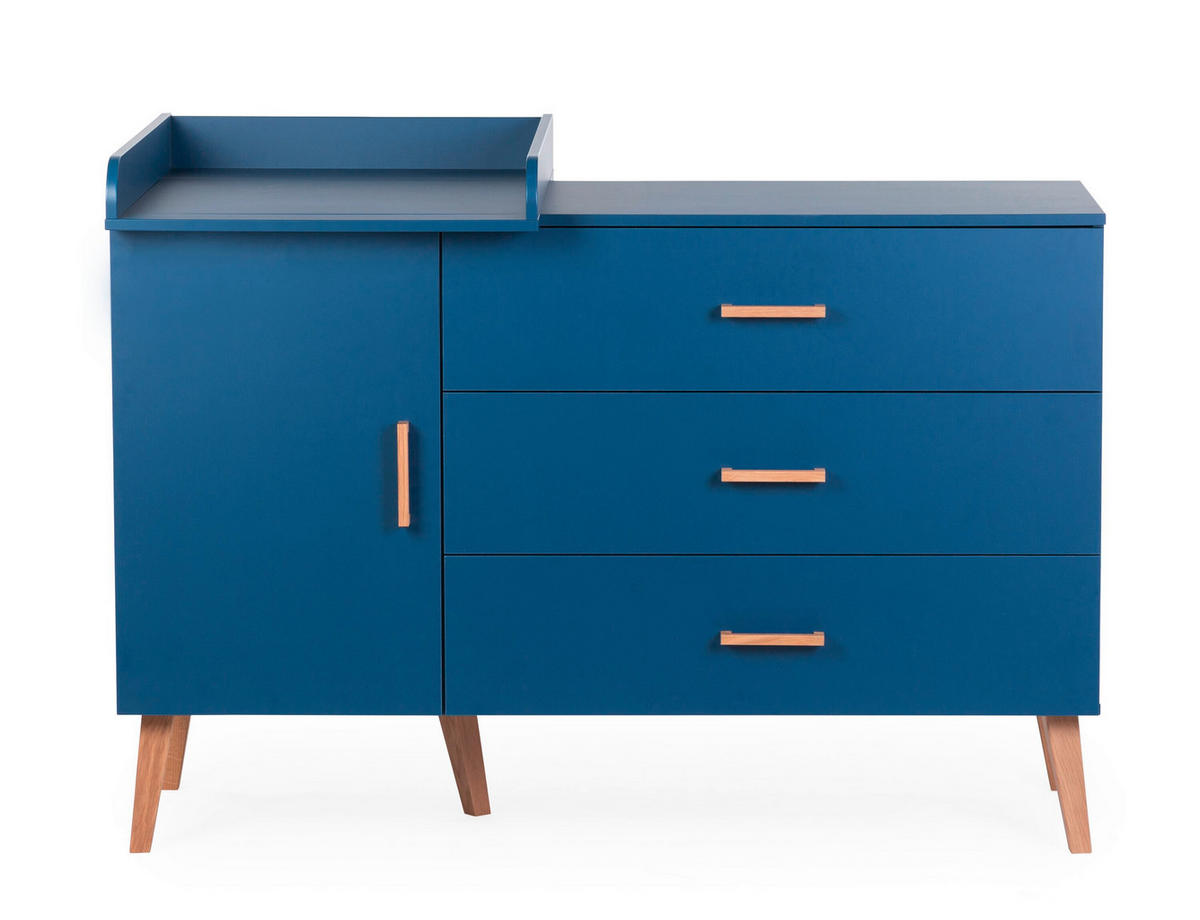 WICKELKOMMODE Bold Blue 2023 Naturfarben, Dunkelblau  - Dunkelblau/Naturfarben, Design, Holz/Holzwerkstoff (137/77/98cm) - Childhome
