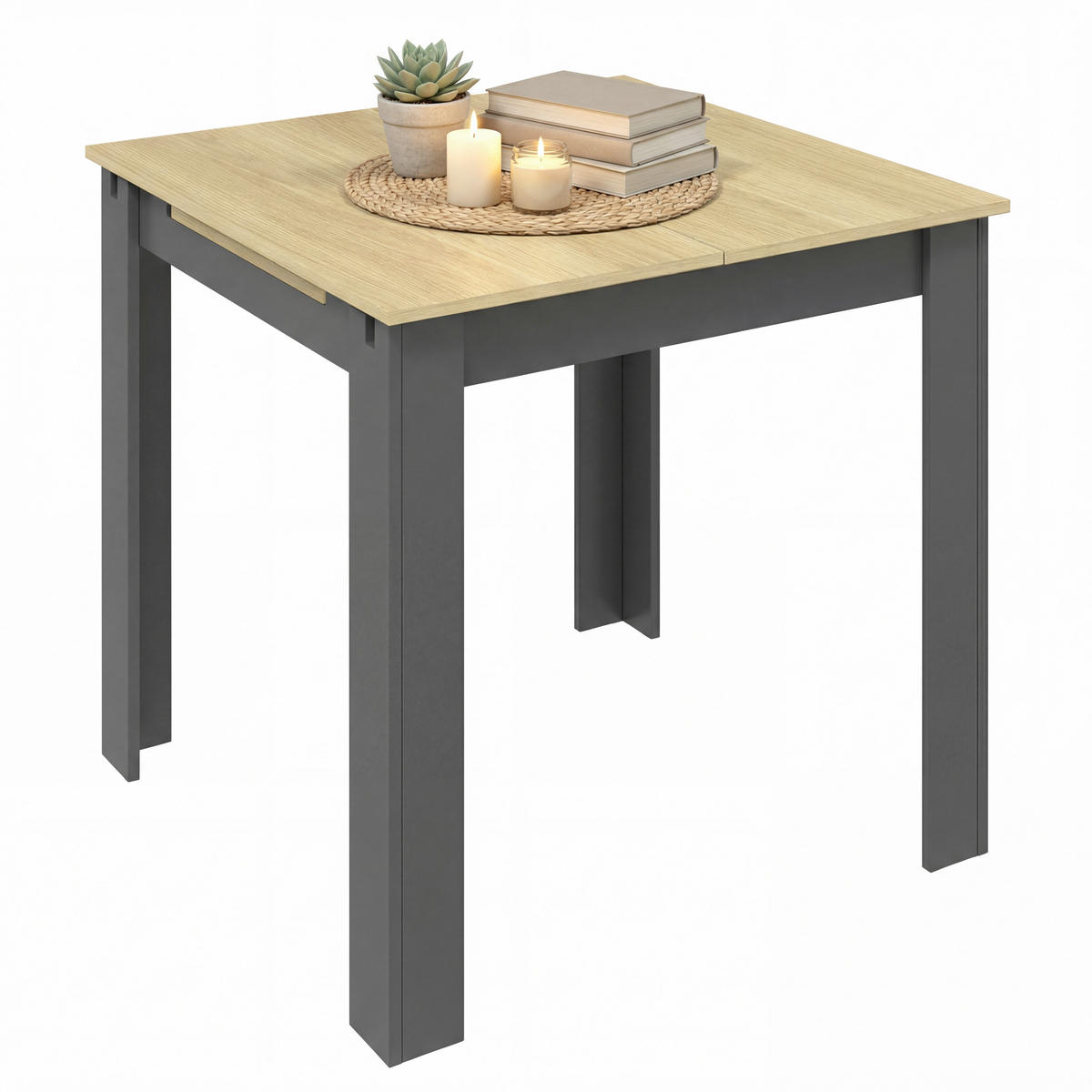 ÉTKEZŐASZTAL - méztölgy színű/antracit, Modern, faalapú anyag (80/80/75cm) - MID.YOU