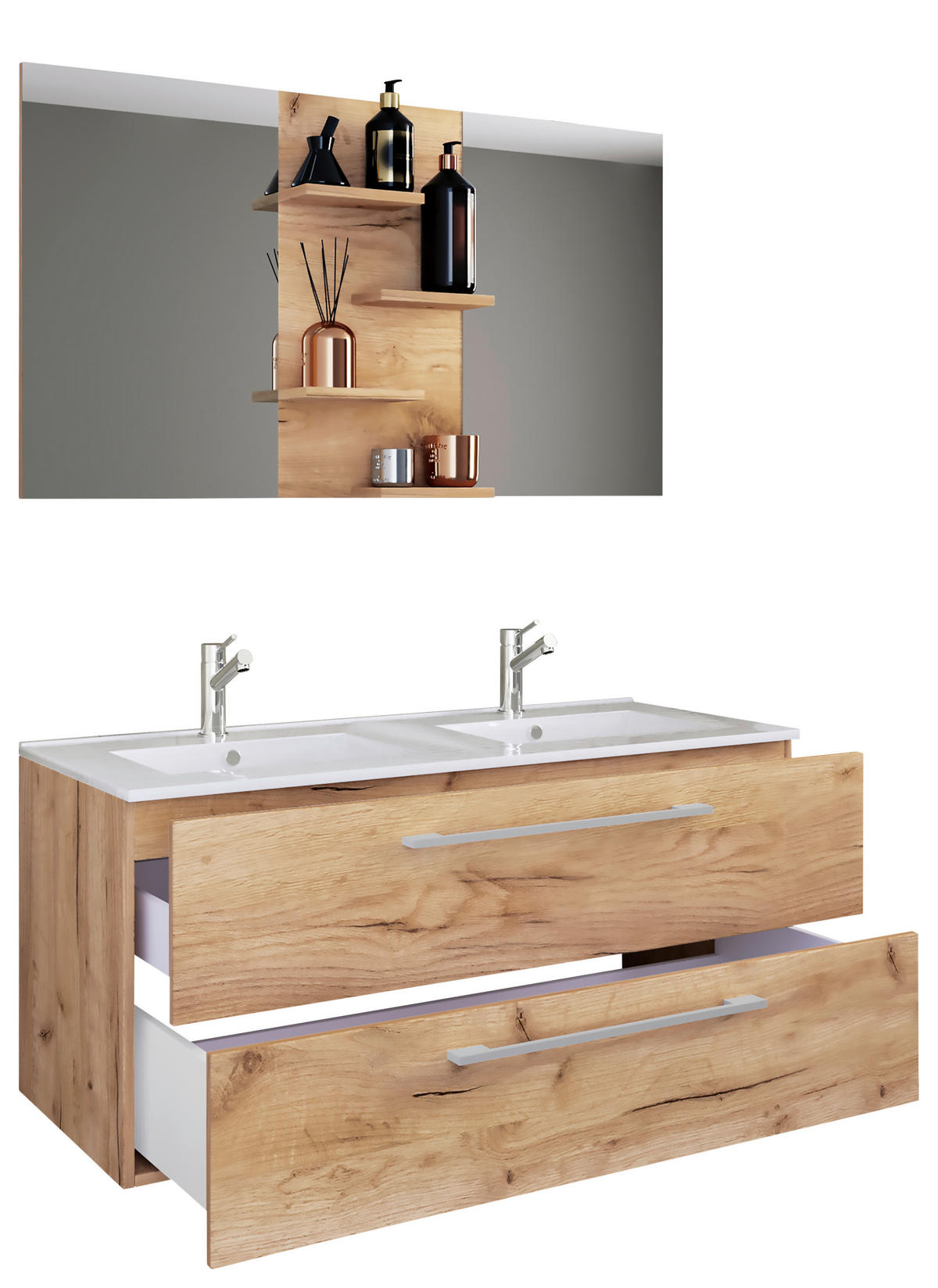 BADEZIMMER  in 112 cm  - Honigeiche/Weiß, MODERN, Keramik/Holzwerkstoff (112cm) - MID.YOU
