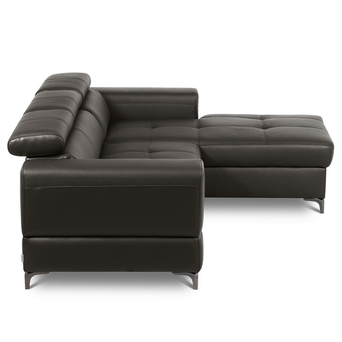 ECKSOFA  in Lederlook Echtleder Dunkelbraun  - Dunkelbraun/Schwarz, Design, Leder/Textil (247/173cm) - Livetastic